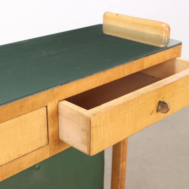 Vintage Console Table in Beech and Leatherette, 1950s For Sale - Image 3 of 10