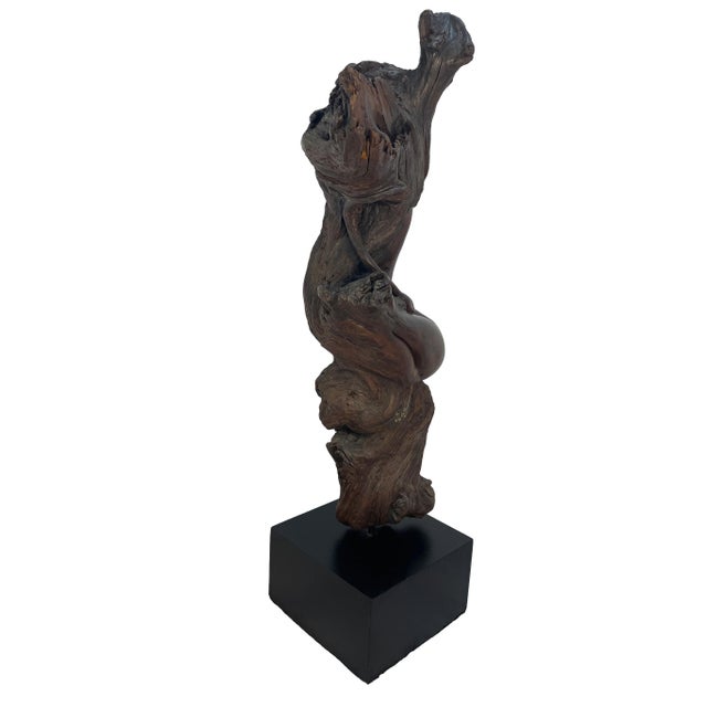 1980s Monumental Signed Wood Sculpture by Sig De Tonancour, 1984 | Organic Modern Figurative Form For Sale - Image 4 of 13