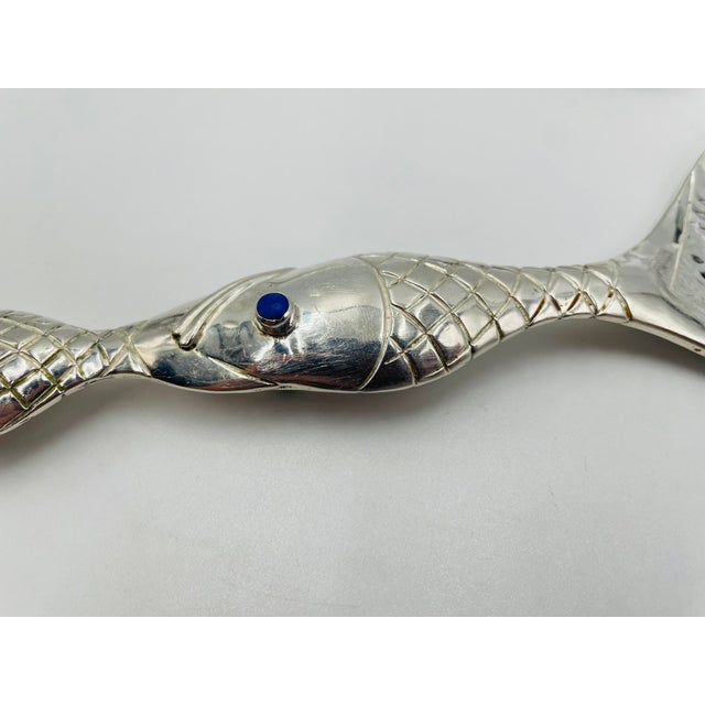 1980s Emilia Castillo Silver-Plated Fish-Handle Serving Set, Taxco Mexico For Sale - Image 16 of 18
