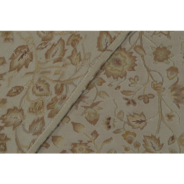 Gray Rug & Kilim’s European Tudor Style Flat Weave in Gray With Gold Floral Pattern For Sale - Image 8 of 8