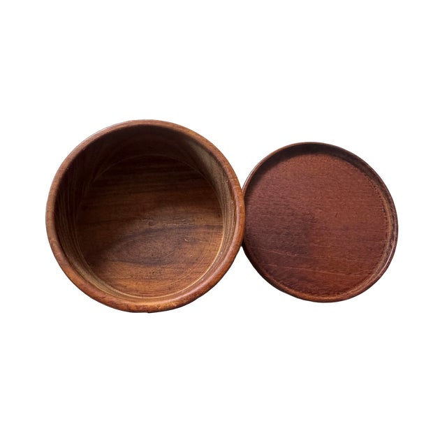 Mid 20th Century Mid 20th Century Scandinavian Mid-Century “Tobak” Hand-Turned Wooden Tobacco Jar With Leather Band For Sale - Image 5 of 6