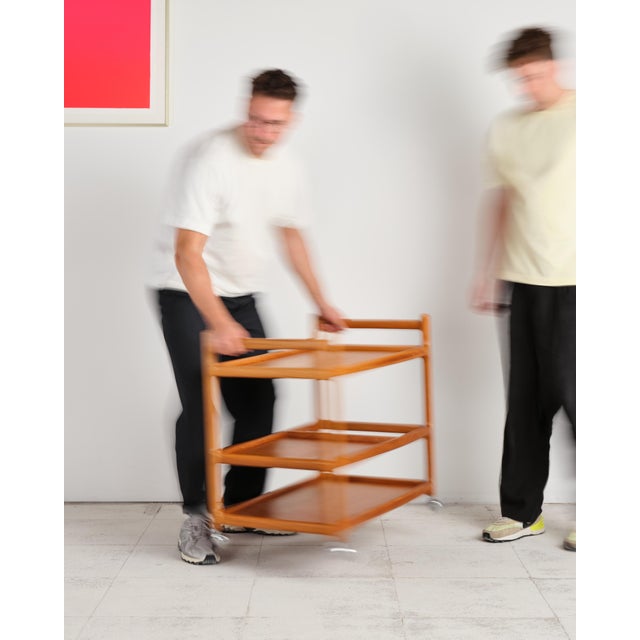 Brown Mid-Century Modern Teak Bar Cart by Johannes Andersen for Silkeborg, 1960s For Sale - Image 8 of 17