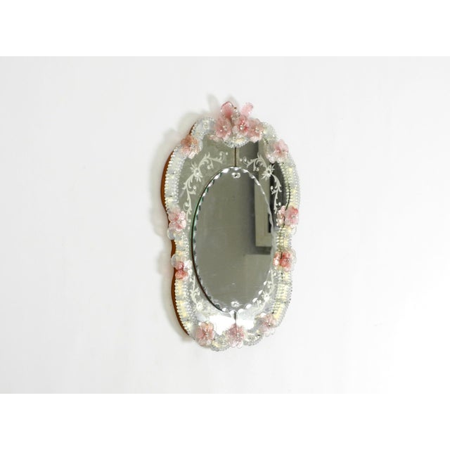 Mid-Century Modern Mid-Century Modern Italian Wall Mirror with Murano Glass Frame and Blossoms, 1960s For Sale - Image 3 of 18