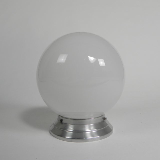 Metal Art Deco Ceiling Lamp with Round Glass Globe, 1930s For Sale - Image 7 of 7