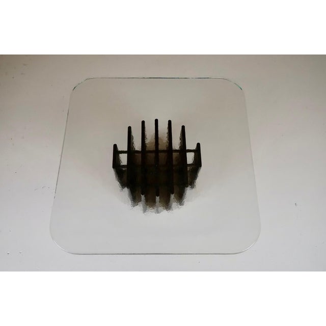 Brutalist Coffee Table with Cast Glass Top by Heinz Lilienthal, 1980s, in Very Good conditions. Designed 1980 to 1989 I...