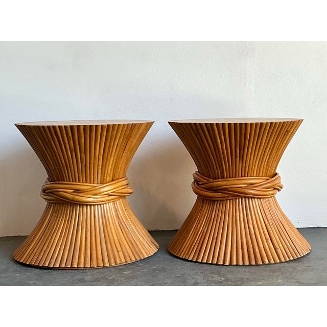Vintage Boho Sheath of Wheat Side Tables - a Pair For Sale - Image 11 of 12