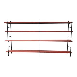 1950s Minimalist California Design Iron Wood Bookcase Shelves For Sale
