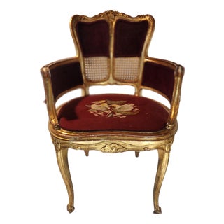 Louis XV Giltwood Bergère Tub Chair With Cane Back For Sale
