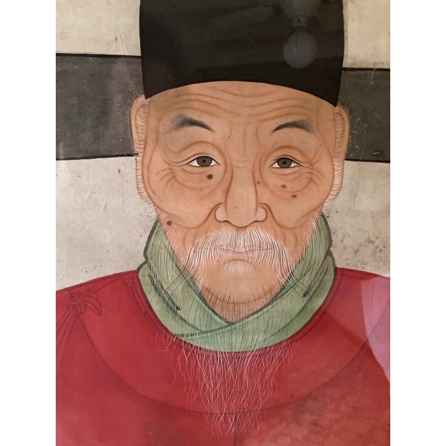Early 20th Century Chinoiserie Emperor and Empress Framed Painted Scrolls - Set of 2 For Sale - Image 9 of 10