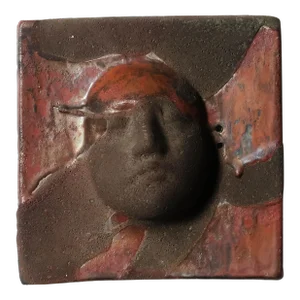 Late 20th Century Vintage Ceramic Mask Wall Sculpture Signed by Artist Sergio Naduville