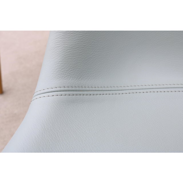 Danish Iskos-Berlin for Muuto Blue Leather Fiber Side Chairs Wood Base, Set of 6 For Sale - Image 15 of 18