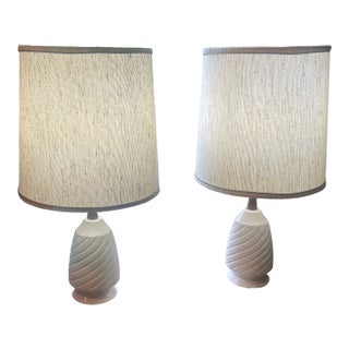 Mid 20th Century Mid Century Modern Lamps W/Orig. Matching Shades - a Pair For Sale