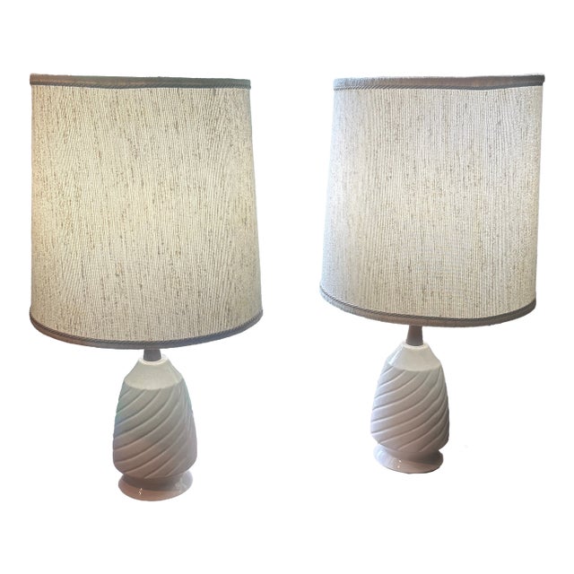 Mid 20th Century Mid Century Modern Lamps W/Orig. Matching Shades - a Pair For Sale