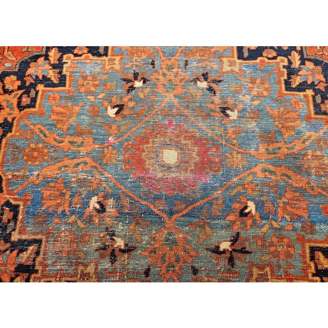 19th Century Persian Farahan Rug, Hand-Knotted Wool, Floral Medallion Design, Blue & Red, 4x6 For Sale - Image 18 of 18