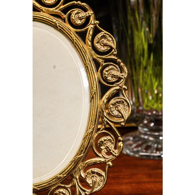 Stunning Large Solid Brass Antique Photo Picture Frame Ornate Art Nouveau Scroll Floral Style For Sale - Image 4 of 14