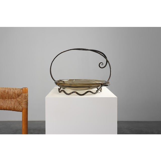 Art Deco Glass and Metal Fruit Bowl, France, 1920s For Sale - Image 3 of 11