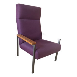 Midcentury Modern Danish Vermund Larsen Lounge Chair With Eggplant Upholstery For Sale
