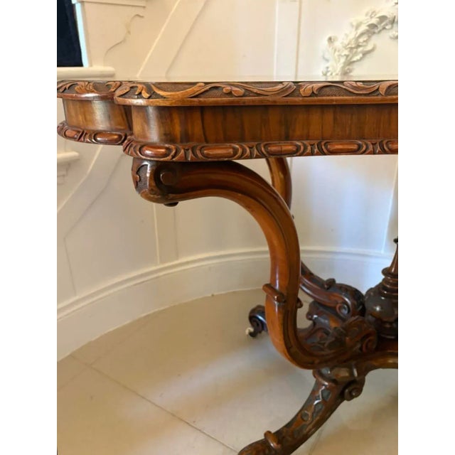 Antique Victorian Carved Burr Walnut Centre Table, 1850 For Sale - Image 12 of 14