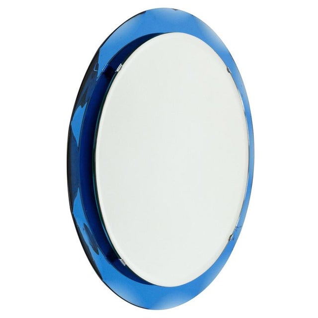 Mid-Century Modern Round Wall Mirror with Blue Frame, 1970s For Sale - Image 14 of 14