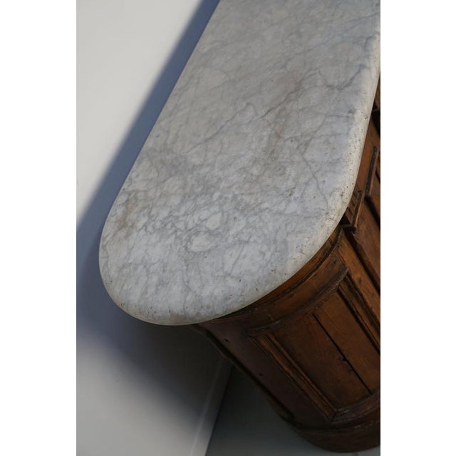 Wood Antique Dutch Pitch Pine & Marble Shop Counter Cabinet / Kitchen Island, 19thc For Sale - Image 7 of 18