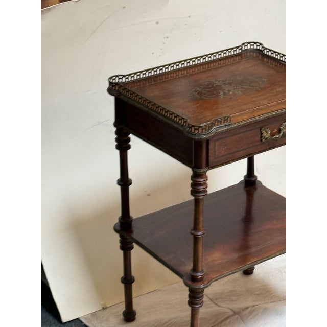 French Nightstand With Metal Gallery, 19th Century For Sale In San Francisco - Image 6 of 12