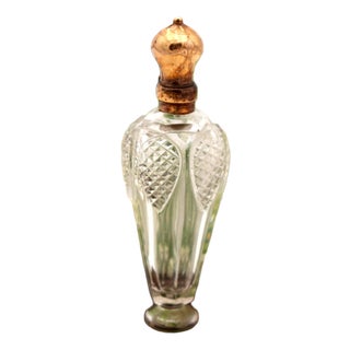 Perfume Bottle in Glass and 15K Gold For Sale