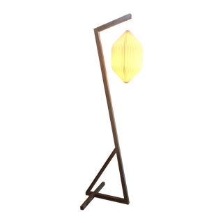 Contemporary Floor Lamps With Paper Shades - Pair For Sale