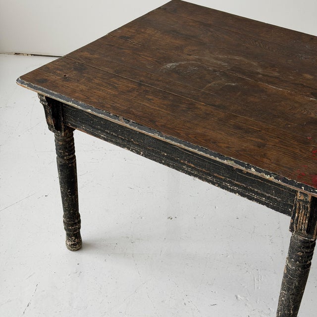 c. Early 20th Century. USA. Flaky painted legs with previously sanded top.