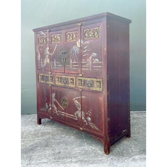 Vintage Asian 18th Century Hand Painted Cabinet For Sale - Image 4 of 12