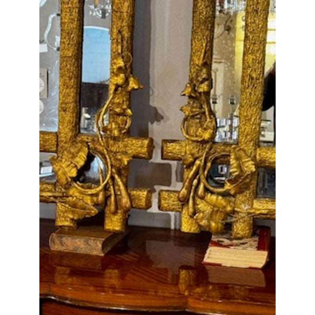 Wood 19th Century Pair of French Louis XVI Style Tree Form Mirrors For Sale - Image 7 of 9