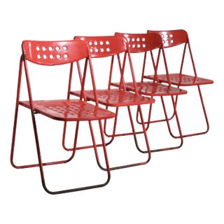 Late 20th Century Set of Four Post Modern Metal Folding Chairs For Sale