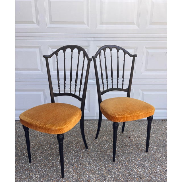 Wood Vintage Mid Twentieth Century 1950’s Black Italian Chiavari Chairs, a Pair For Sale - Image 7 of 10