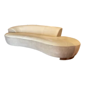 1980s Italian Taupe Leather Sofa