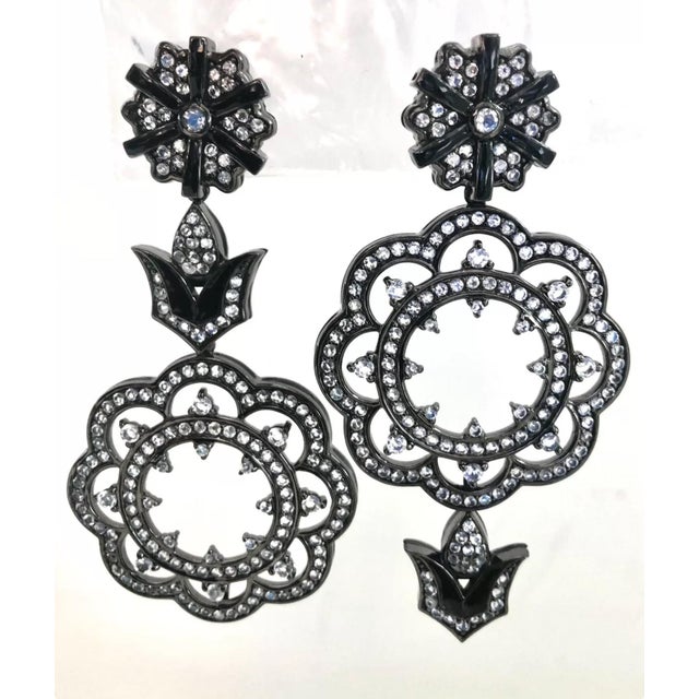 Matthew Campbell Laurenza Earrings MCL White Sapphire Moonstone Lace Drop Sterling Silver 925 Chandelier Interchangeable - 2 Pieces For Sale - Image 4 of 12