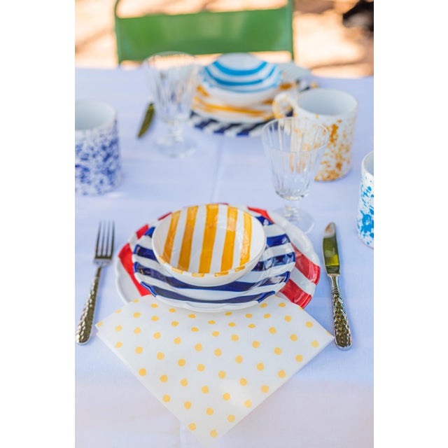 VIETRI Amalfitana Yellow Stripe Dinner Plate For Sale - Image 9 of 11