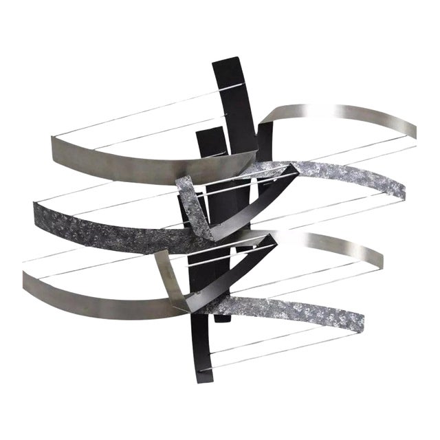 Vintage Curtis Jere Mid Century Modern Metal Abstract Wall Art Sculpture Signed For Sale