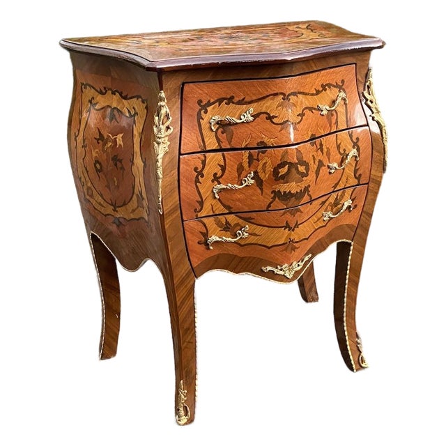 1960s French Louis XVI Mahogany Bronze Commode - 1 Pc For Sale