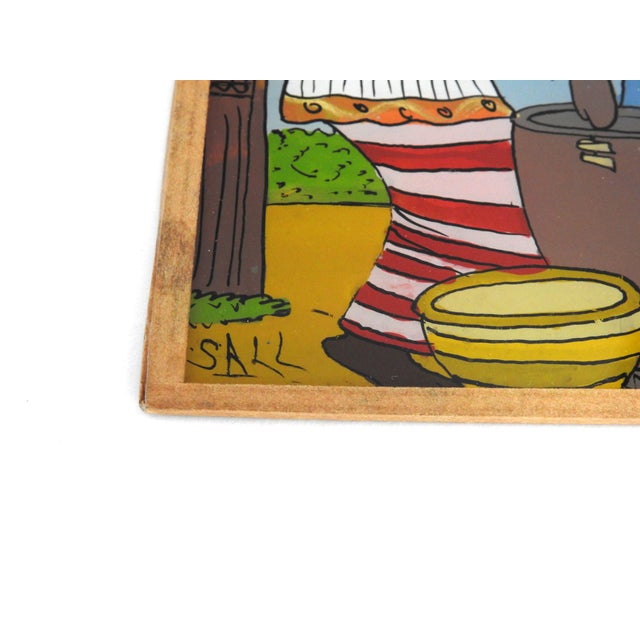 Vintage Mid-20th Century Senegalese "Suwer" Reverse Glass Painting by Ibrahima Sall For Sale In San Francisco - Image 6 of 8