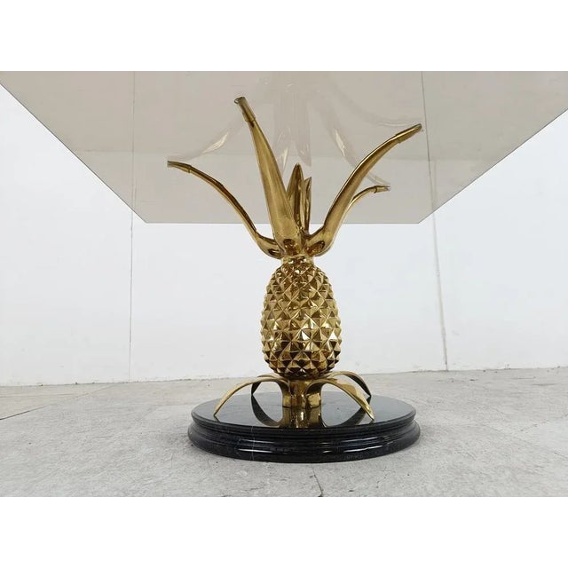 Hollywood Regency Brass and Marble Pineapple Coffee Table, 1970s For Sale - Image 3 of 13