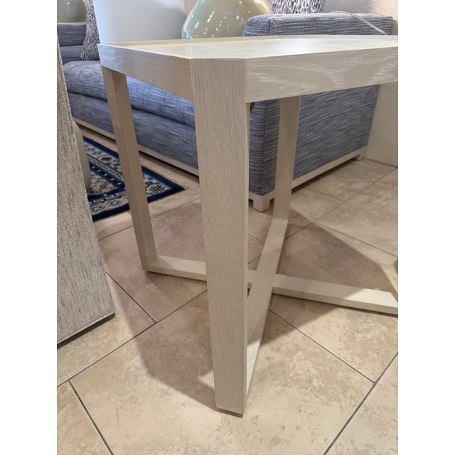 Contemporary Highland House Ricky Side Table in Alabaster Cerused Finish For Sale - Image 3 of 8