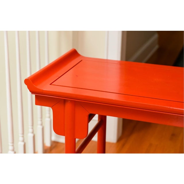 Mid 20th Century Vintage Chinese Red Lacquered Altar Form Console Table For Sale - Image 5 of 8