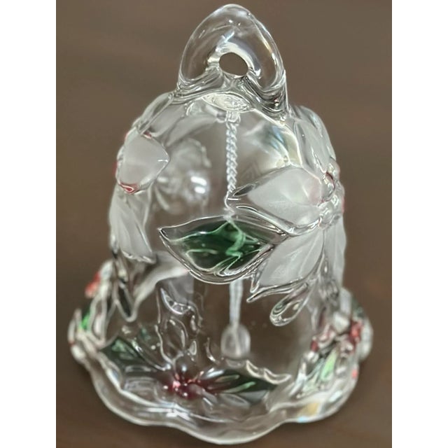 Vintage Celebrations by Mikasa Holiday Bloom Crystal Christmas Bell For Sale - Image 10 of 12