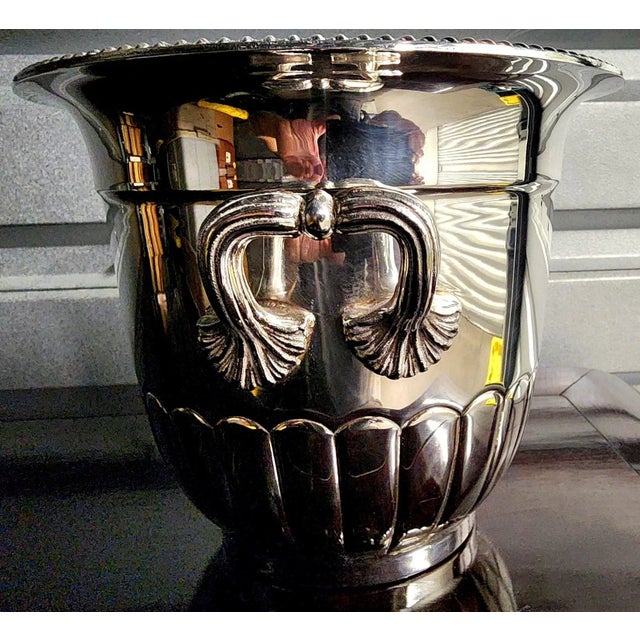 Frank Hawker Vintage Fine Silver Plate Champagne Bucket With Handles For Sale - Image 9 of 13
