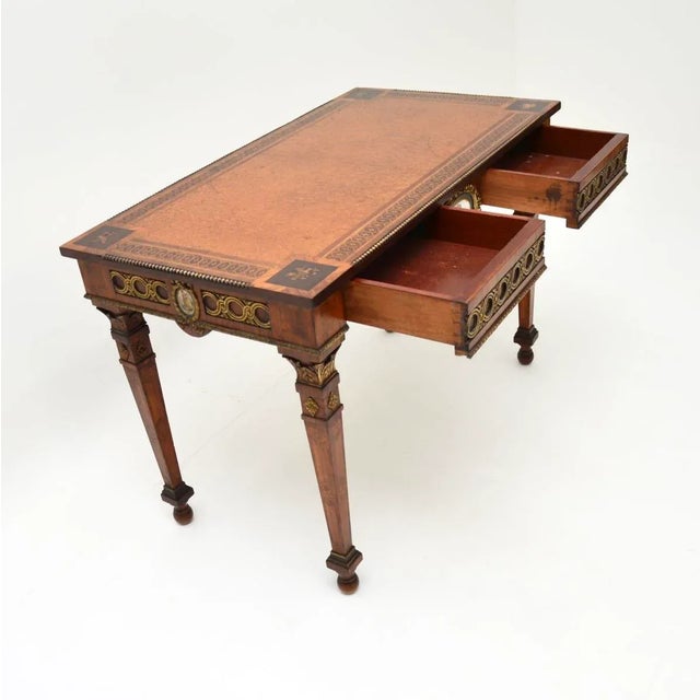 Antique French Inlaid Walnut Ormolu Mounted Desk, 1800s For Sale - Image 4 of 18