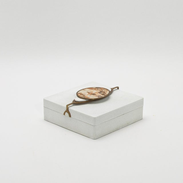Kifu Paris Set of 2 Boxes in Shagreen With Semi-Precious Stone and Brass by Kifu Paris For Sale - Image 4 of 8