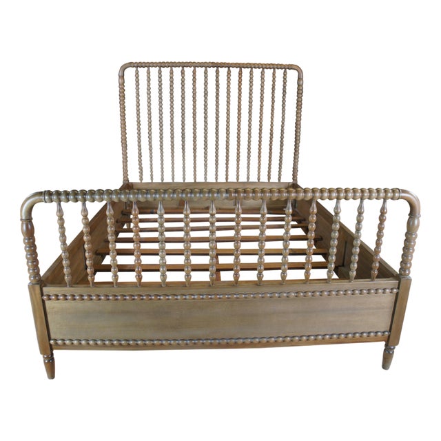 Attributed to Bramble Cholet Jenny Lind Style Queen Size Bed in Straw Wash 27606stw For Sale