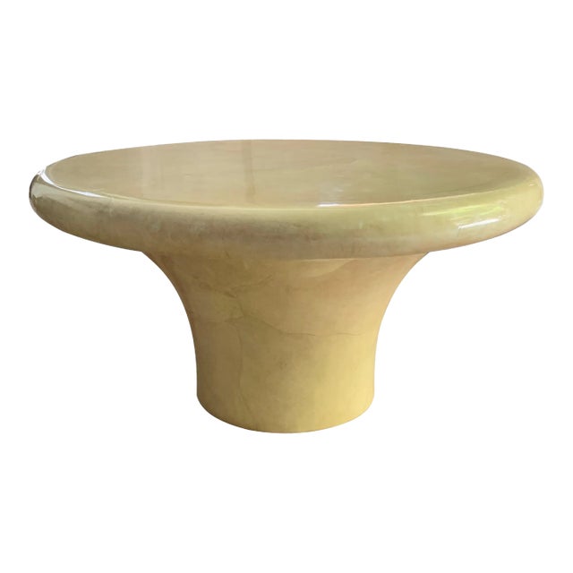 1980s Karl Springer Lacquered Goatskin Mushroom Cocktail Coffee Table For Sale