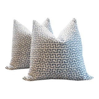 Thibaut Greek Key Pillows - A Pair For Sale