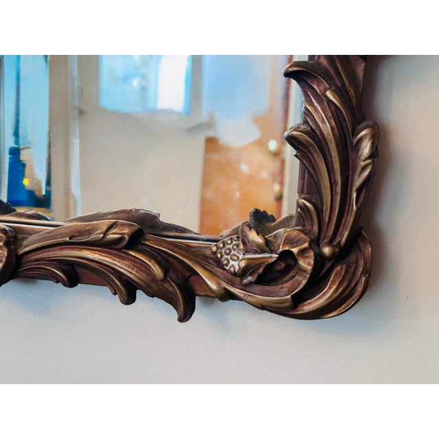 Vintage 1950s Ornate Gold Baroque Style Wall Mirror Attr. Howard Elliot For Sale In Boston - Image 6 of 7