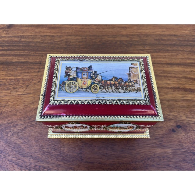 1970's Western Germany Christmas Cookie Tin Container For Sale - Image 10 of 12